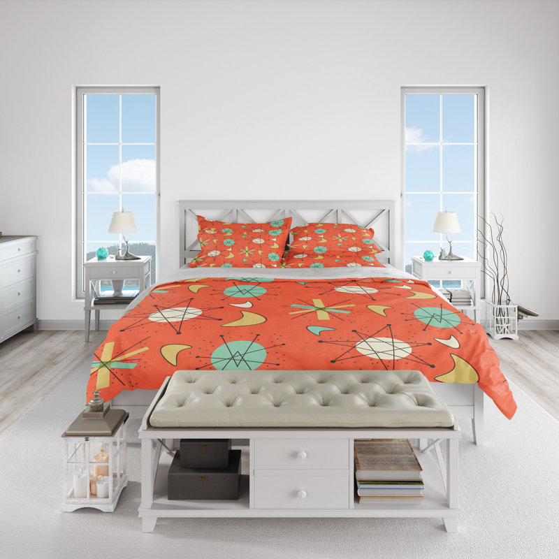 Abstract Duvet Cover, King Duvet Cover + 2 King Shams, Orange/Yellow/Blue