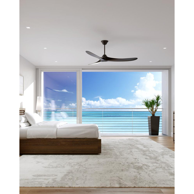 Maverick coastal 52-inch indoor/outdoor Energy Star ceiling fan in midnight black finish with midnight black blades and handheld remote control included from Visual Comfort Fan