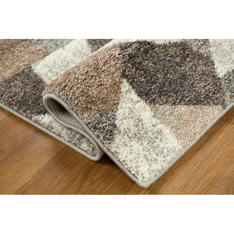 Tapis à motif géométrique abstrait Bora Collection, Rectangulaire 3 pi x 2 pi