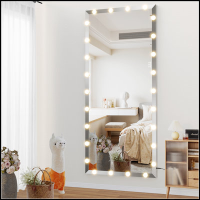 Hollywood Full Length Mirror With Lights, Oversized Full Body Vanity Mirror, 3 Color Modes, Large Standing Floor Mirror For Dressing Room And Bedroom