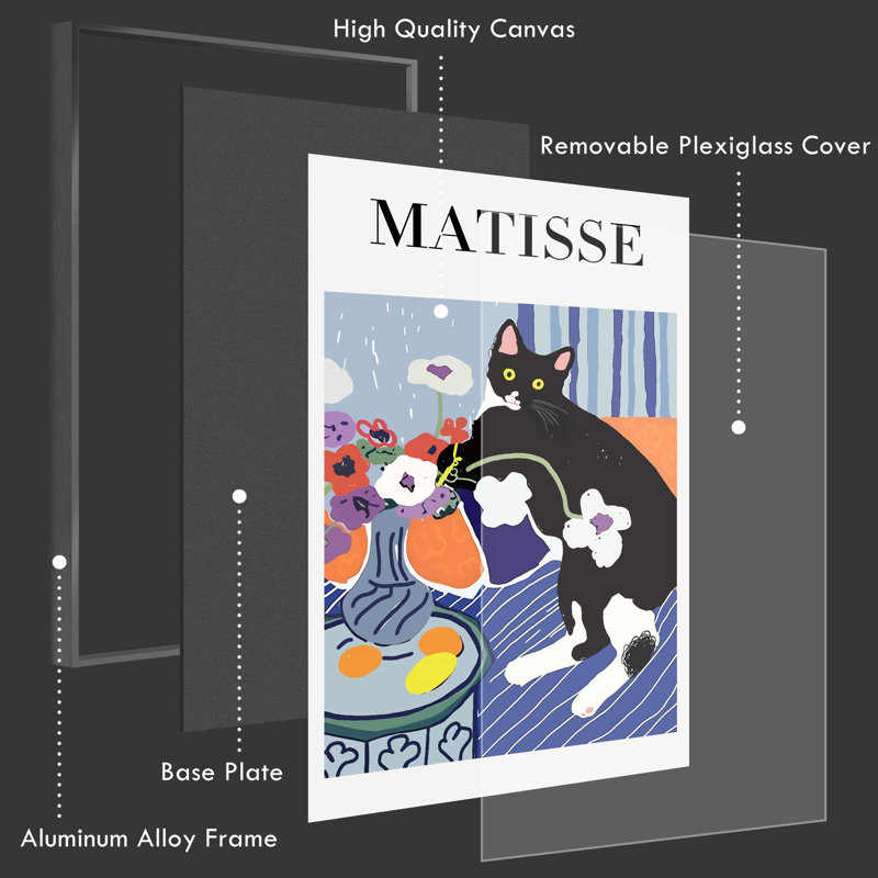 "Matisse", reproduction d'art encadrée sur toile par Henri Matisse, H 16 po x l 24 po x P 1 po, Cadre noir