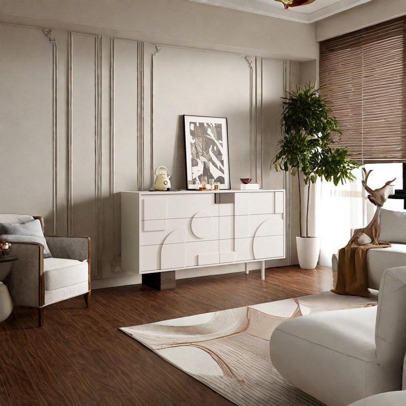 Armoire d'entrée en pin de style crème, H 35,4 po x l 47,2 po x P 15,7 po
