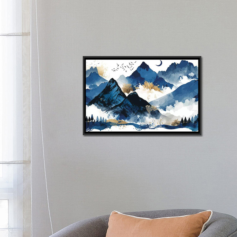 Blue Mountains, No Mat, 18" H x 26" W x 1.5" D, Black Floater Framed Canvas