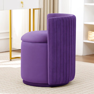 Chaise de coiffeuse pivotante en velours à 360 degrés avec rangement