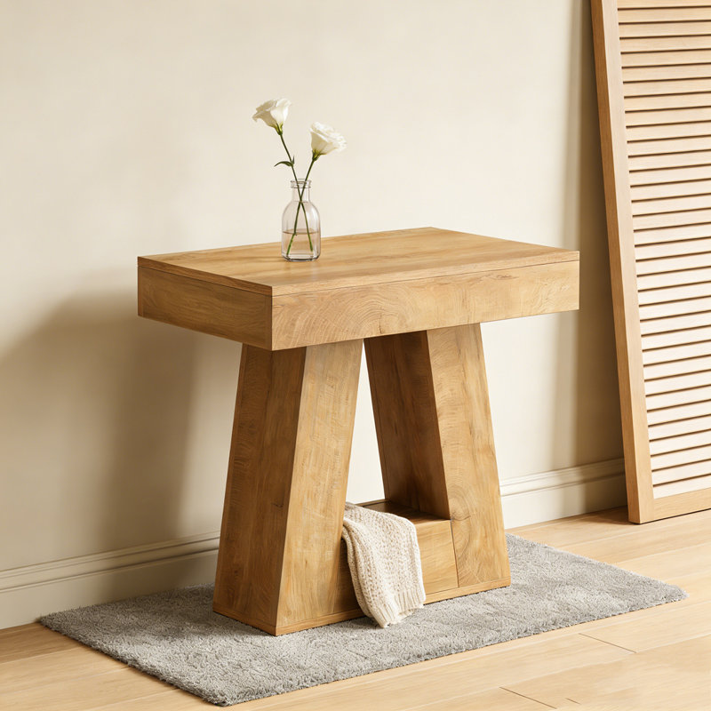 2-Tier Narrow Side Table with Trapezoid Base
