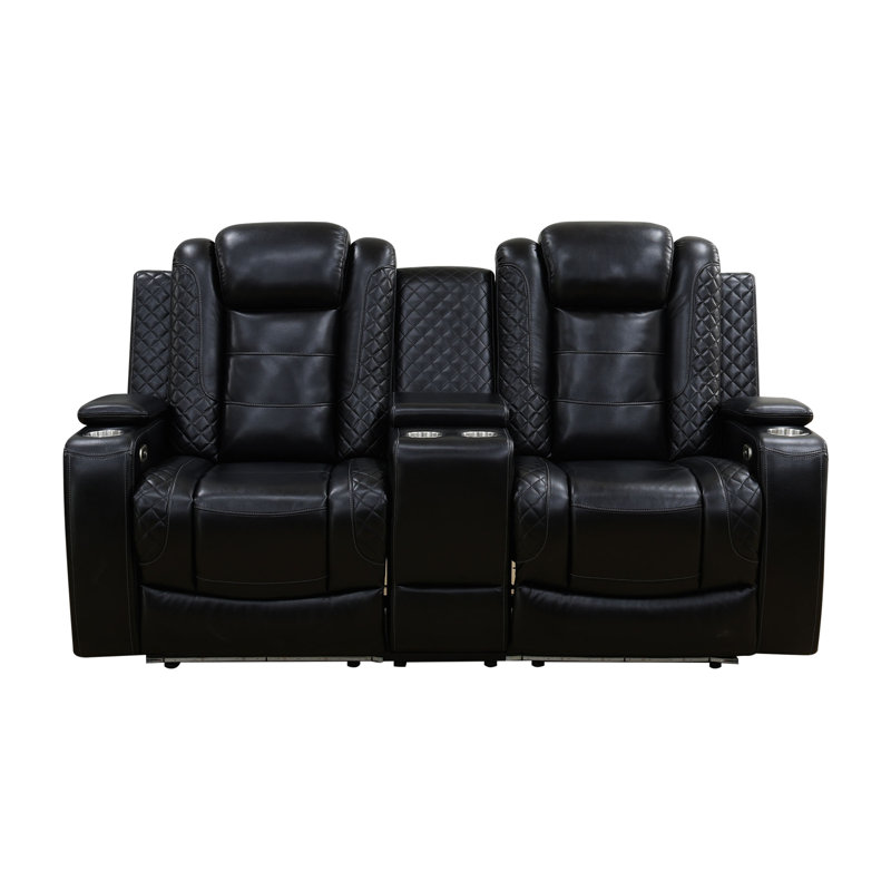 Layla Electric Breathing Leather Recliner Loveseat, Black