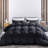 Luxurious All-Season Black Pinch Pleat Oversize Goose Down Comforter Duvet, 750+ Fill Power, 100% Down-Proof Cotton Cover-976753572-976753563