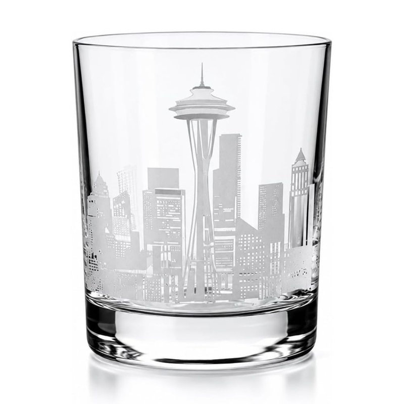 Engraved Whiskey Glass Seattle Skyline