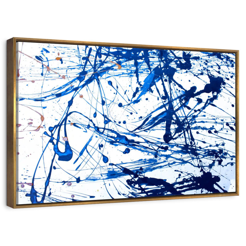 Bleu marine Leota, Cadre flottant doré, 40 po x 27 po