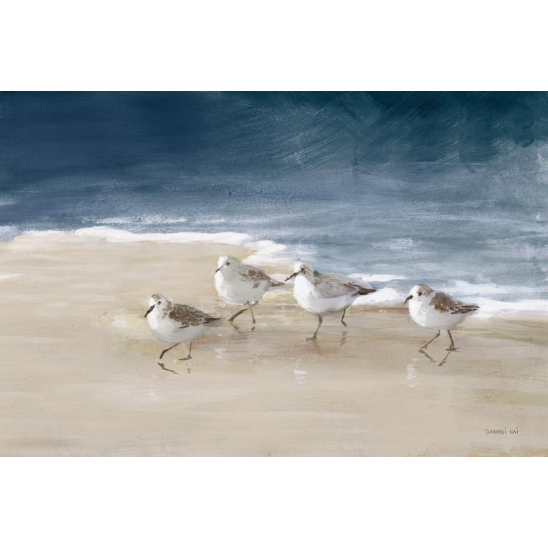 Oiseaux de rivage sur le sable I, H 12 po x l 18 po