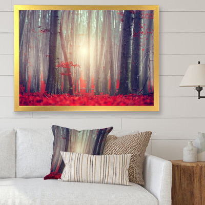 Mystic Red Forest Autumn Landscape IV - reproduction d'art sur toile traditionnelle