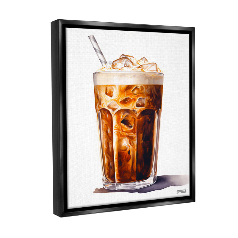 "Swirled Iced Coffee" par RB sur toile, H 31 po x l 25 po, Cadre flottant noir de jais