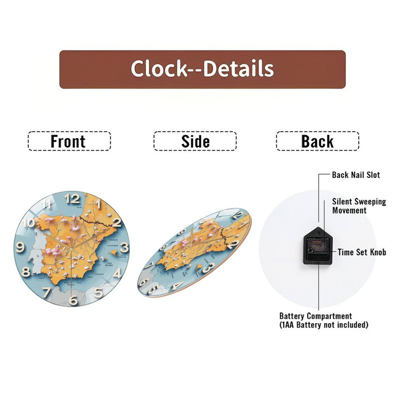 Horloge murale espagne 12 po