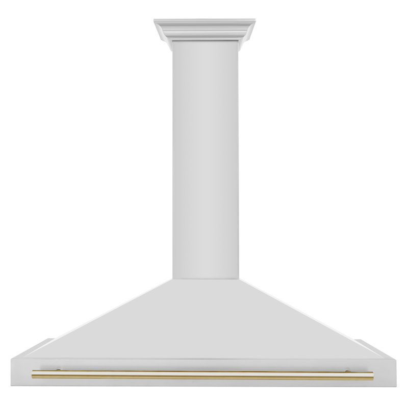 48" 400 CFM Ducted Wall Mount Range Hood, Stainless Steel/Gold