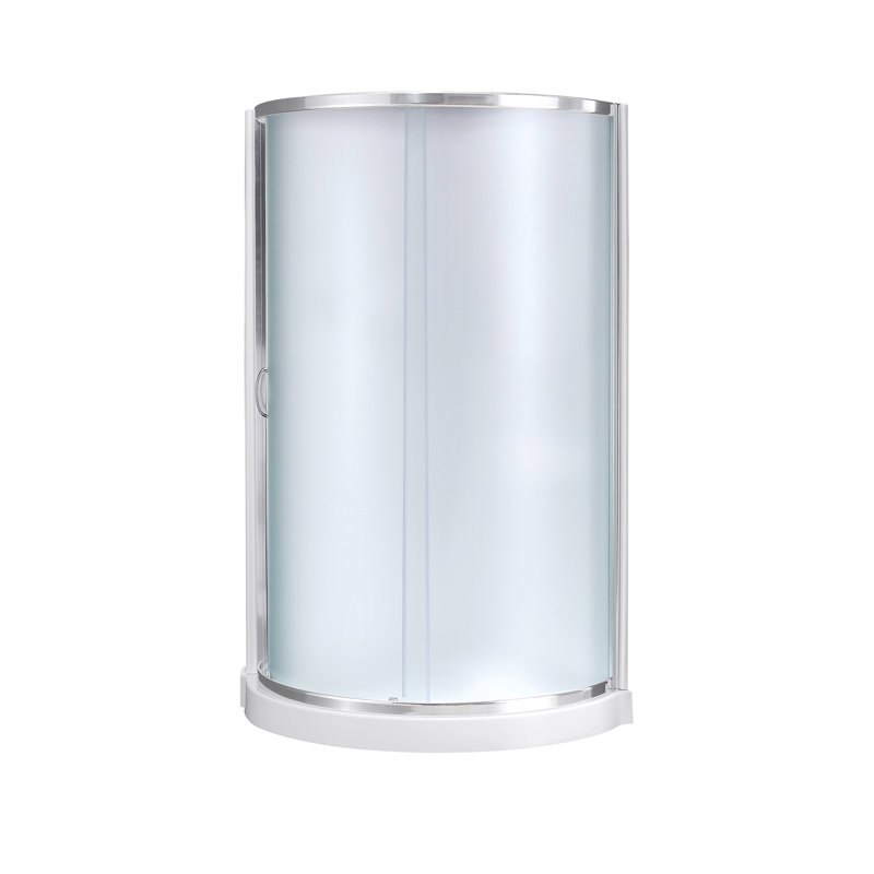 36 in. Frosted Glass Corner Shower Kit with Chrome Finish