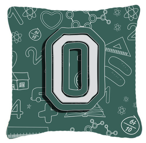 Coussin décoratif intérieur/extérieur au dos initial du monogramme à l’école, 18" H x 18" L x 5.5" D, O