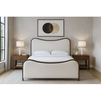 Arvada Harvill Linen Textured Fabric Upholstered Bed