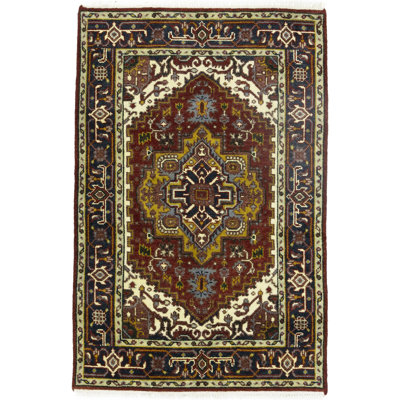 Shawnee Oriental Handmade Hand-Knotted Rectangle 4' x 6'1"" Wool Area Rug in Red/Purple/Cream -  Charlton HomeÂ®, F895C881A31E4C7FA955853260003E99