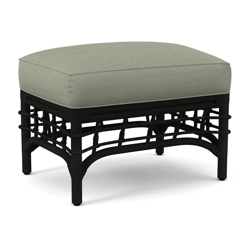 Repose-pieds Luca, Tissu vert performance 0851-54, Noir antique