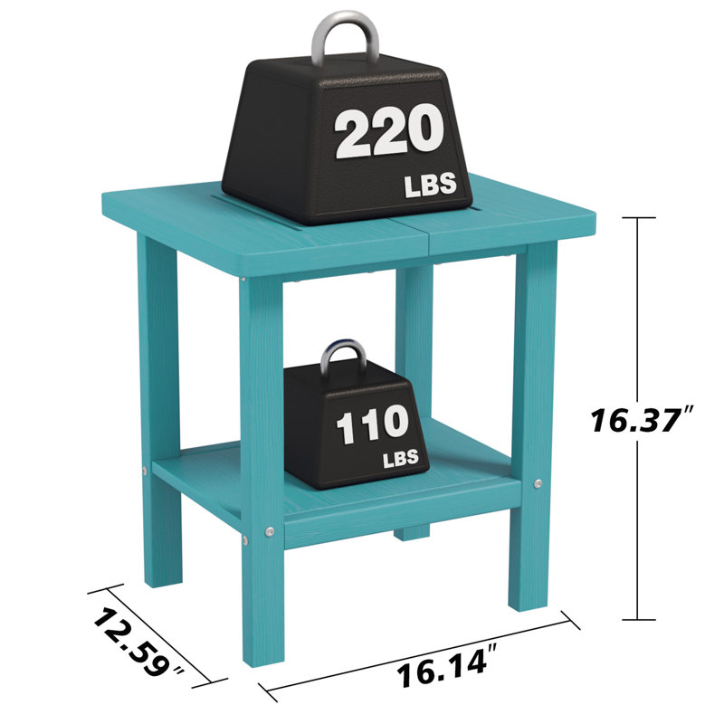 Table de bout Adirondack pour l'extérieur, table de bout à double couche pour l'extérieur, table de bout rectangulaire HiPS