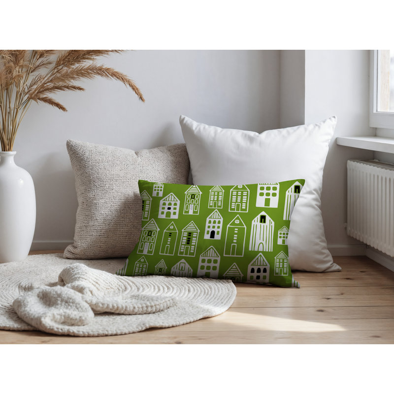 Oreiller rectangulaire réversible intérieur / extérieur Kito, Chartreuse, Rectangle H 14 po x l 20 po