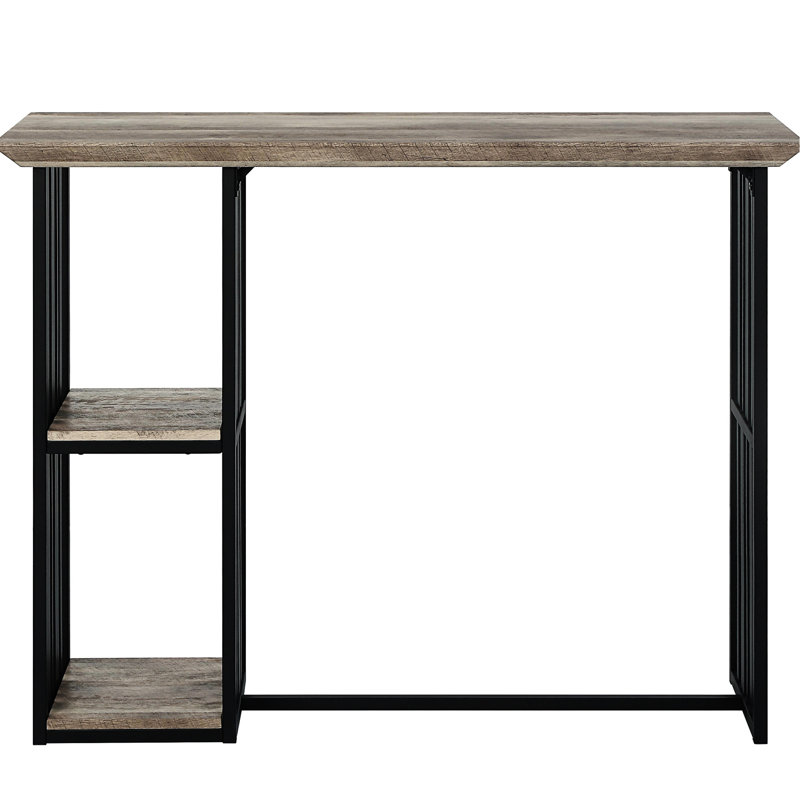 Rectangular Industrial Counter Height Table - 2 Shelves, Oak And Sandy Black Dining Oak,