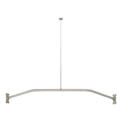 Neo-Angle Brass Shower Rod with Ceiling Support