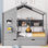 Lit de maison en bois avec lit gigogne, conception moderne pour enfants avec tablette de rangement