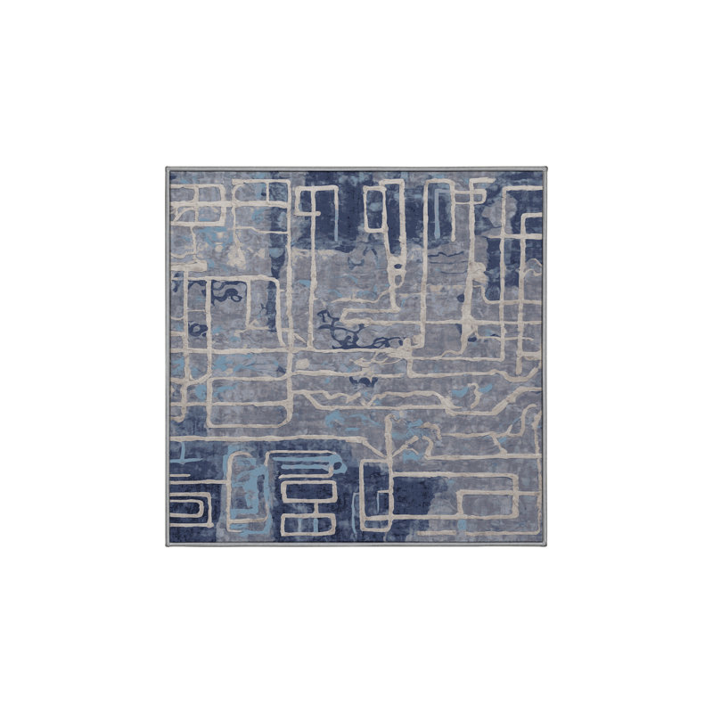 Tapis gris soyeux et moelleux, Carré 6 pi