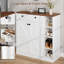 Range-chaussures 42 po avec portes de grange et tiroirs, organisateur de rangement à tablettes réglables-2138960992
