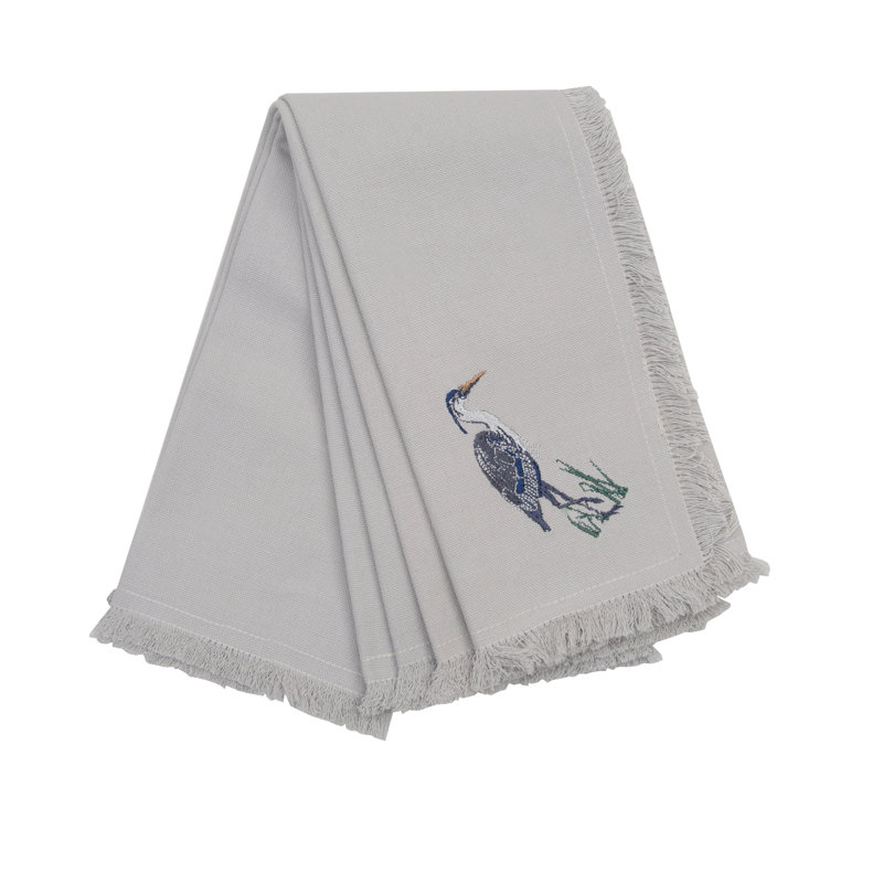 Ensemble de quatre serviettes brodées gris héron, gris