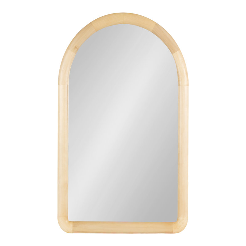 Natural Arched Wooden Wall Mirror 36" x 24"
