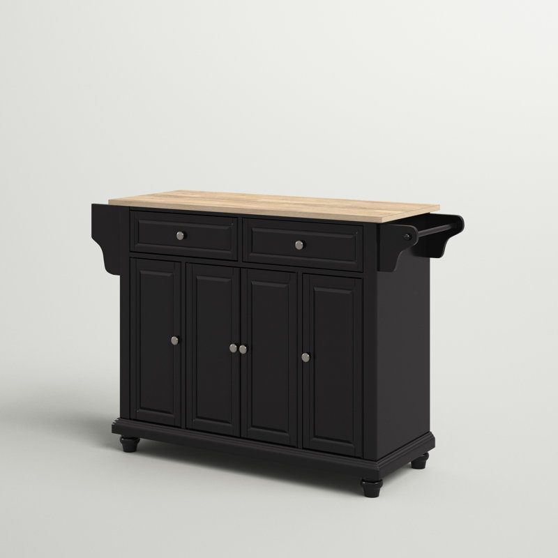 Van Kitchen Cart, Black, Natural Wood