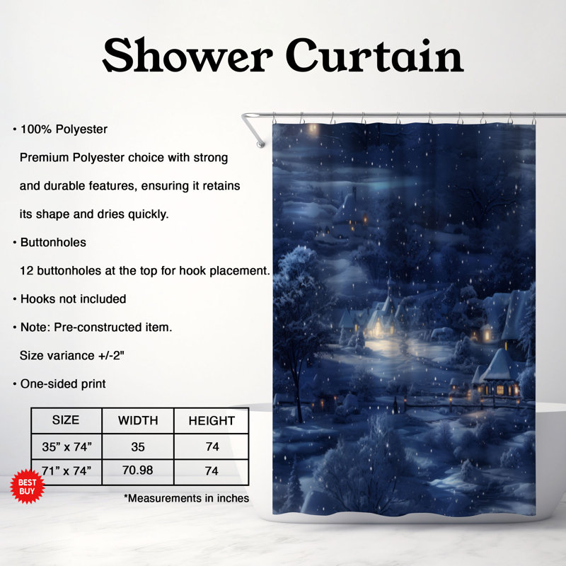 Festive Lights - Rideau de douche Premium, H 74 po x l 71 po