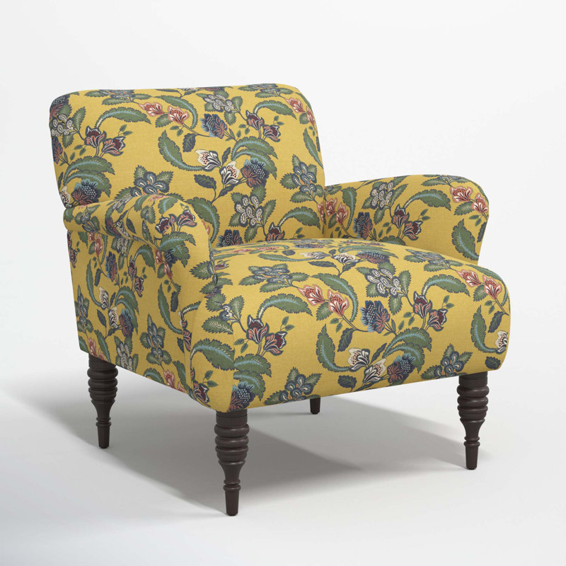 Allura 32'' Wide Cotton Armchair, Libby Floral Gold