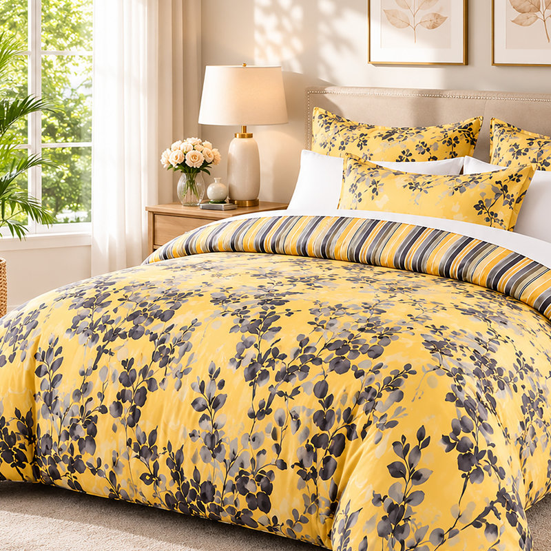 Microfiber Floral Duvet Cover Set, SINGLE