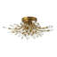 4-Light Modern Sputnik Branching Crystal Glass Leaf Flush Mount 
