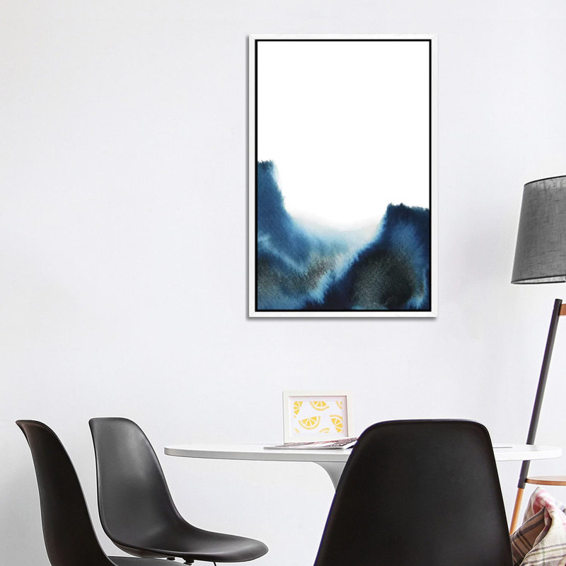 Navy by Whales Way - Painting on Canvas, 101.6cm H x 66.04cm W x 3.81cm D, White Framed
