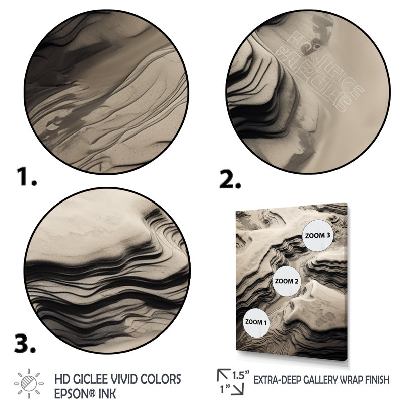 «Eernal Dunes Desert Rivers I», reproduction sur toile, Cadre flottant noir, H 32 po x l 24 po x P 1 po