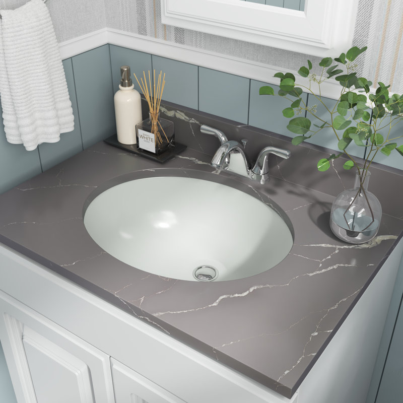 Lavabo de salle de bain ovale encastré en porcelaine blanc cassé 19,5 po x 16 po