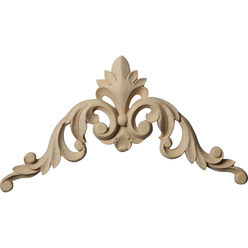 Large Rubberwood Ornate Corner Onlay Accent Piece