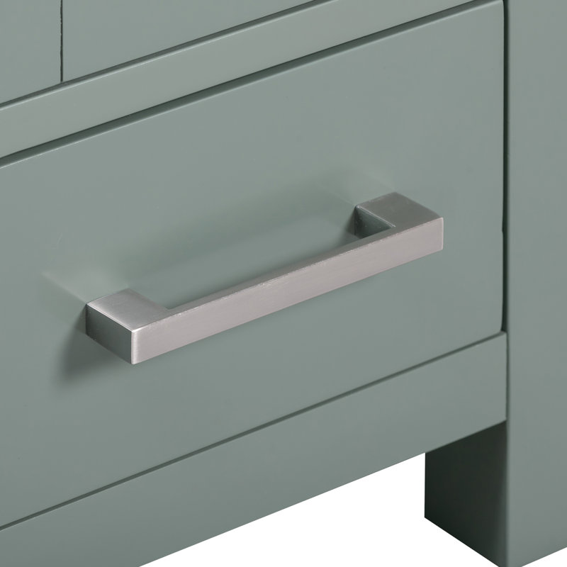 Modero 60" Double Bathroom Vanity with Top, Cala White, Brushed Nickel, Smoke Green