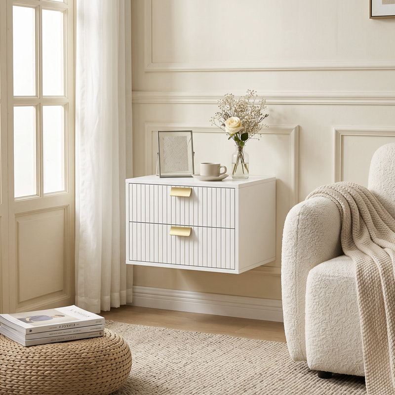 40cm W Manufactured Wood Bedside Table, White
