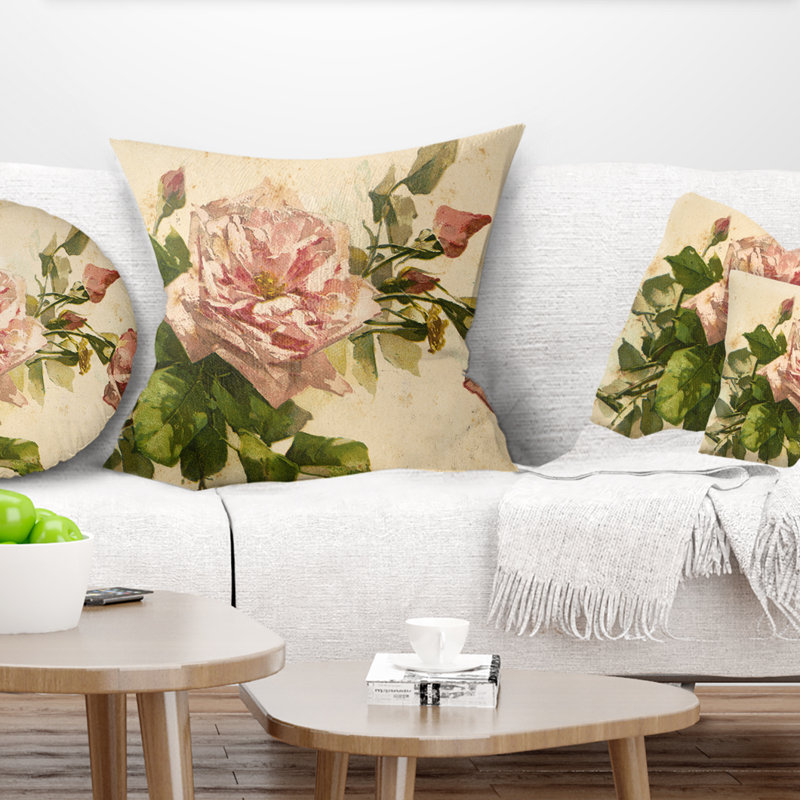Coussin d’illustration floral painting, 18 po x 18 po, Coussin décoratif