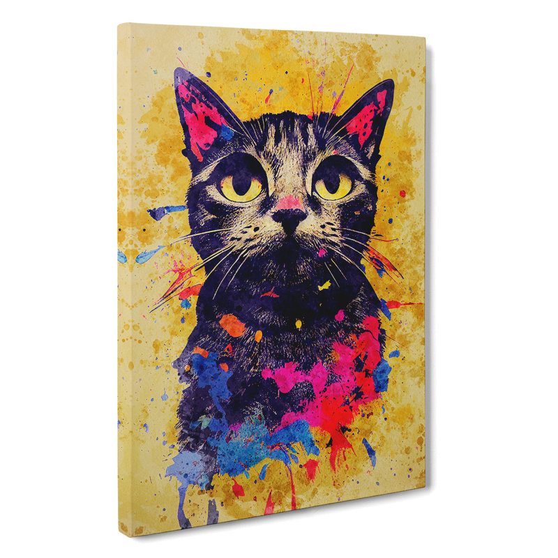 Catt Paint Splash No.1 - Print, Wrapped Canvas, 50cm H x 35cm W x 3cm D, No Matte