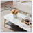 Modern Rectangular Coffee Table With Metal Frame For Living Room, Open Design And Durable Construction