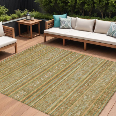 Tapis intérieur / extérieur lavable 10 pi x 14 pi vert or et artichaut du Sud-Ouest