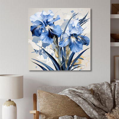 Minimalisme, jardin bleu et blanc d'Iris I sur toile