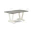 L'ensemble 5 pièces comprend une table rectangulaire en bois ciment avec des pieds en V et 4 chaises de salle à manger Parsons en lin gris, lin brossé blanc-1630523304