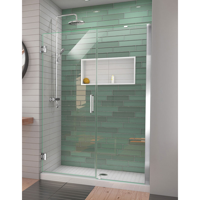 DreamLine Unidoor-LS 52-53 inch W x 72 inch H Frameless Hinged Shower Door in Chrome, Chrome, 53"